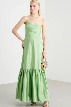 Abito bustier in taffetà - Verde