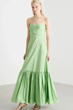 Abito bustier in taffetà - Verde