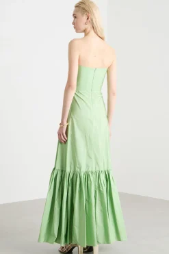 Abito bustier in taffetà - Verde
