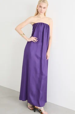 Abito bustier in twill - Viola