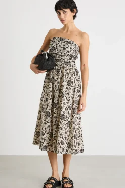 Abito bustier stampato - Avorio Nero