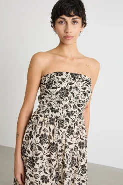 Abito bustier stampato - Avorio Nero