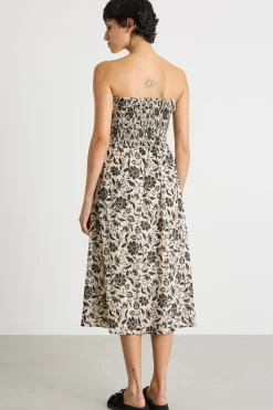 Abito bustier stampato - Avorio Nero