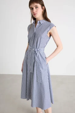 Abito chemisier con cintura - Blu