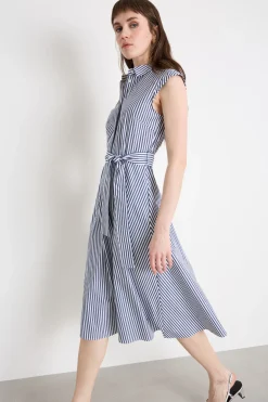 Abito chemisier con cintura - Blu