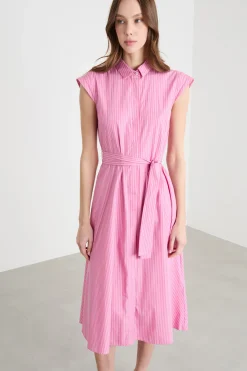 Abito chemisier con cintura - Rosa