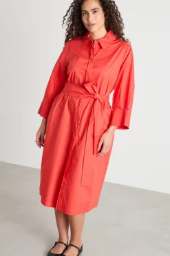 Abito chemisier con cintura - Rosso