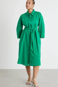 Abito chemisier con cintura - Verde