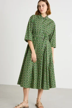 Abito chemisier con cintura - Verde