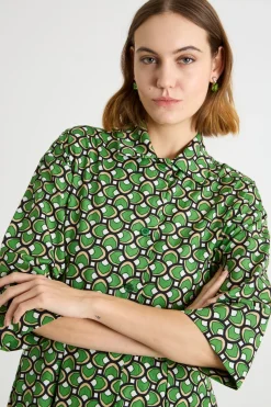 Abito chemisier con cintura - Verde