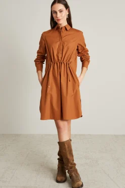 Abito chemisier con coulisse - Terracotta