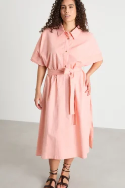 Abito chemisier con maniche a kimono - Rosa