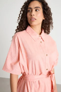 Abito chemisier con maniche a kimono - Rosa