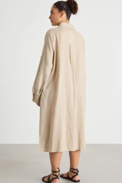 Abito chemisier con maniche lunghe - Beige