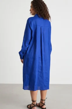 Abito chemisier con maniche lunghe - Blu
