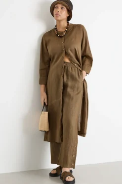 Abito chemisier con sottoveste - Marrone