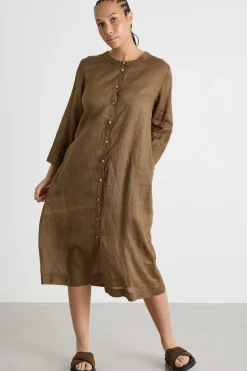 Abito chemisier con sottoveste - Marrone
