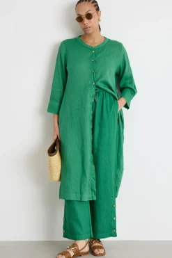 Abito chemisier con sottoveste - Verde