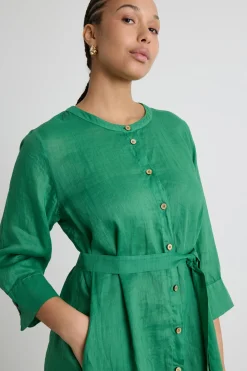 Abito chemisier con sottoveste - Verde