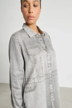 Abito chemisier effetto jeans - Grigio