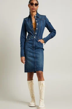Abito chemisier in denim - Blu Scuro Denim