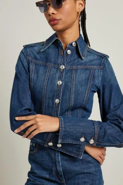 Abito chemisier in denim - Blu Scuro Denim