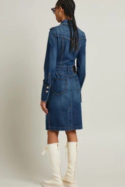 Abito chemisier in denim - Blu Scuro Denim