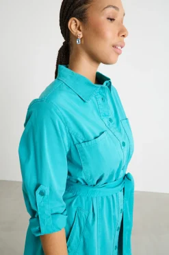 Abito chemisier in gabardina - Azzurro