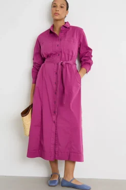 Abito chemisier in gabardina - Fuxia
