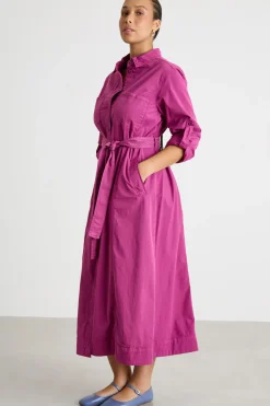 Abito chemisier in gabardina - Fuxia