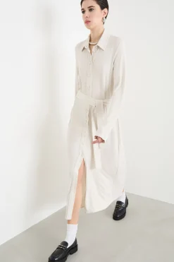 Abito chemisier in jersey crepe - Bianco