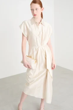 Abito chemisier in shantung - Bianco