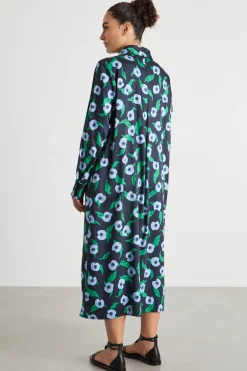 Abito chemisier in twill - Verde Nero Azzurro