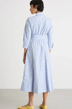 Abito chemisier ricamato - Azzurro Bianco