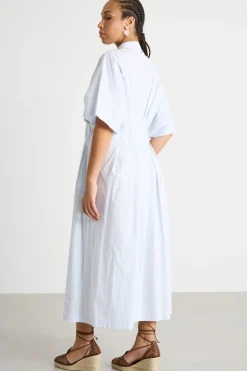 Abito chemisier svasato - Azzurro Bianco
