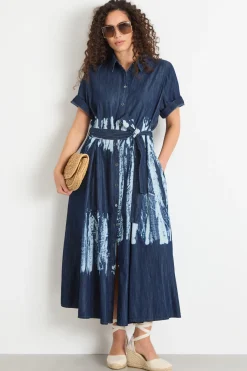 Abito chemisier tie-dye - Blu