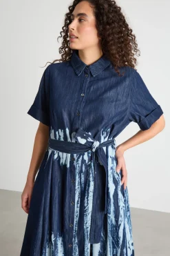 Abito chemisier tie-dye - Blu