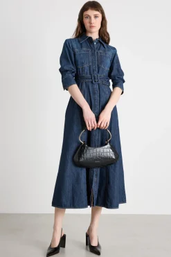 Abito con cintura - Blu