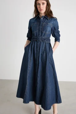 Abito con cintura - Blu