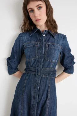 Abito con cintura - Blu