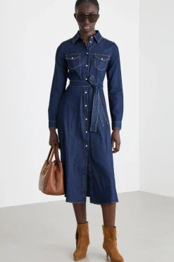Abito con cintura - Blu
