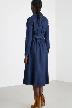 Abito con cintura - Blu
