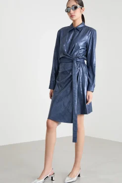 Abito con cintura - Blu