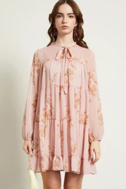 Abito con collo a foulard - Rosa Cipria