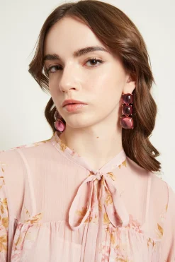 Abito con collo a foulard - Rosa Cipria