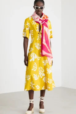Abito con cut-out - Giallo Bianco