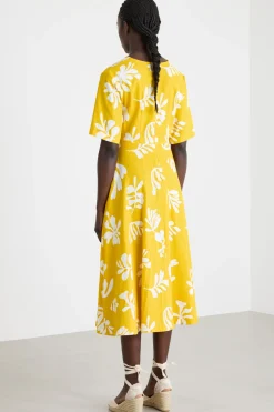 Abito con cut-out - Giallo Bianco