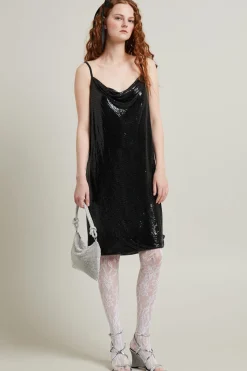 Abito con drappeggio - Nero