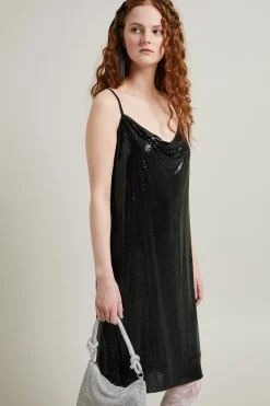 Abito con drappeggio - Nero