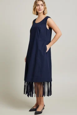Abito con frange - Blu